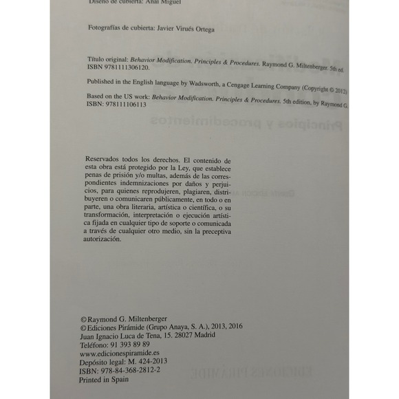 Modificacion de conducta Spanish Psychology Paper Back 5th Edition - Picture 5 of 16